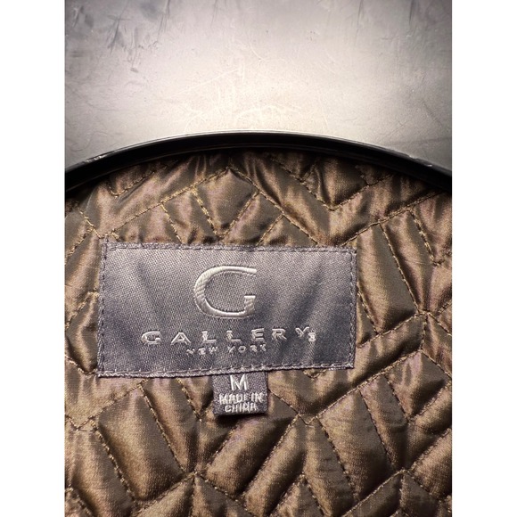 Gallery New York Dark Red Quilted Zipper Jacket Women's Medium Geometric Pattern - Picture 3 of 8